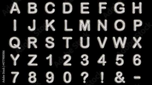aluminum foil inflated balloon letter full alphabet characters, digit numbers and punctuation signs