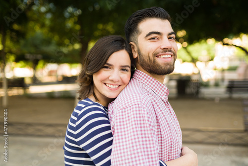 Portrait of a happy couple embracing
