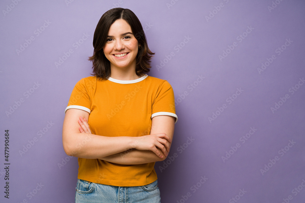 Portrait of a young woman feeling happy Portrait of a young woman feeling happy