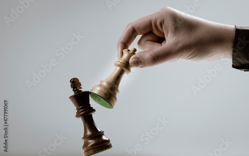 Player defeating his opponent and winning at chess game