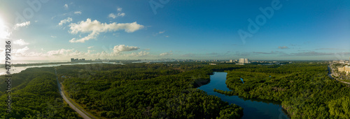 Aerial panorama Oleta Park Miami FL