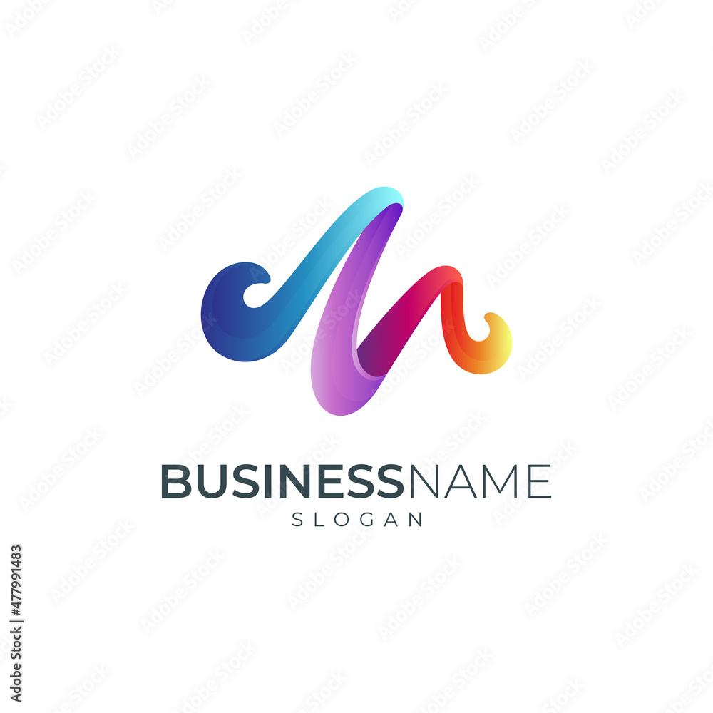 M logo, initial letter logo with colorful style M logo, initial letter logo with colorful style