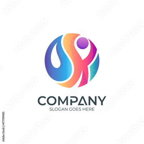 abstract people logo, human health care vector logo