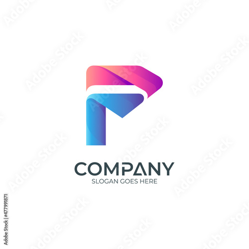 letter F logo template, initial logo F in red and blue gradient colors Free Download letter F logo template, initial logo F in red and blue gradient colors - GFXLoad