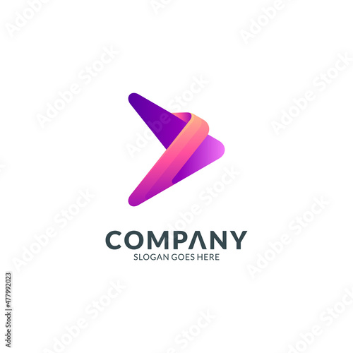 arrow logo, media play vector icon, logistic logo template