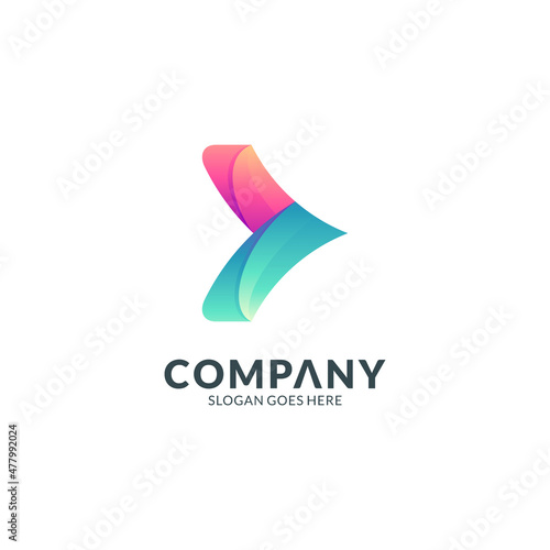 simple arrow logo, media play symbol, logistic logo vector