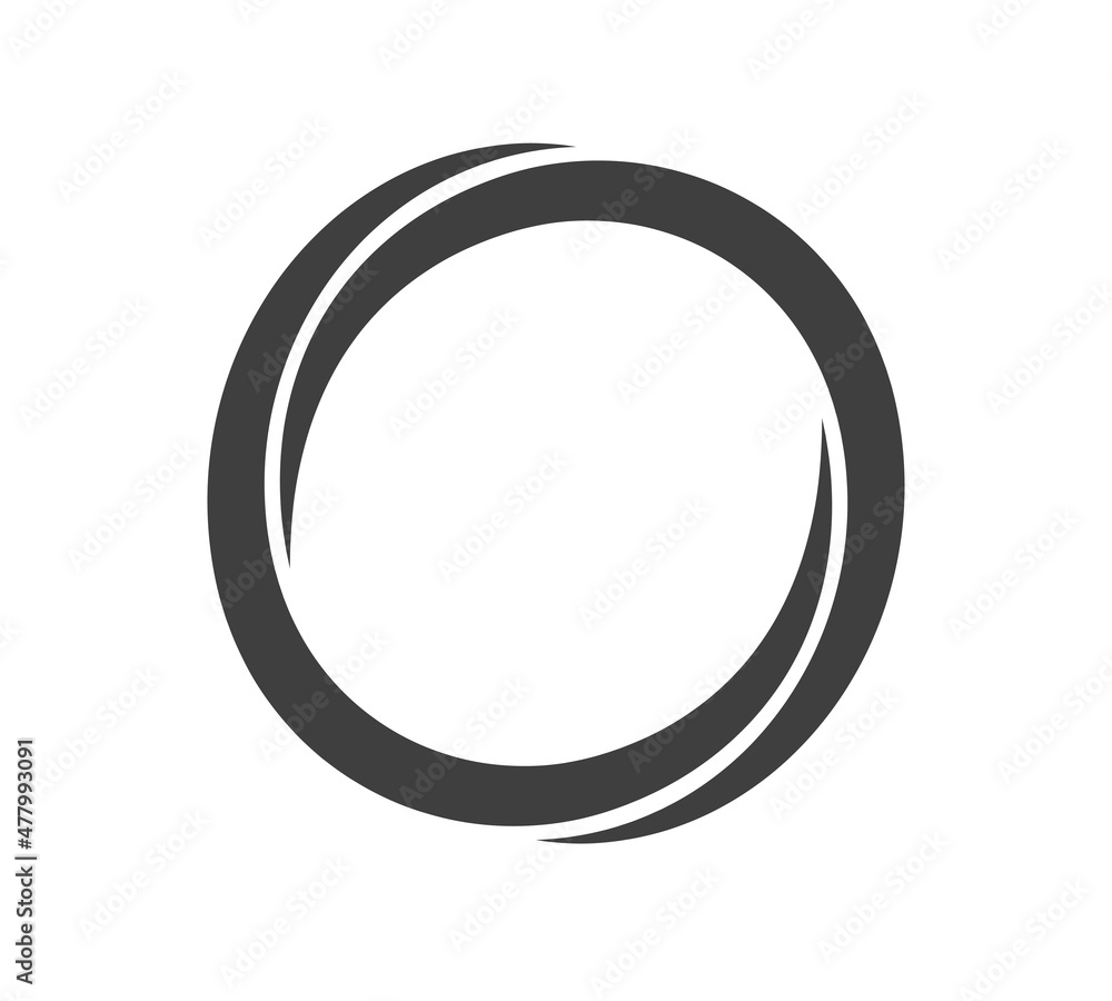 Round frame black and white vector ornament. Graphic border doodle. Ring curve link connection Round frame black and white vector ornament. Graphic border doodle. Ring curve link connection