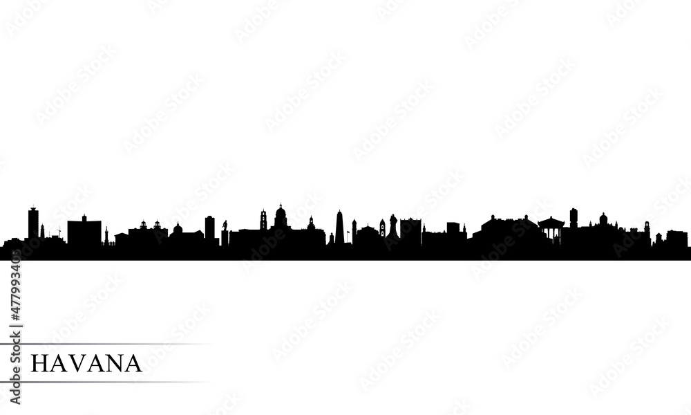 Havana city skyline silhouette background