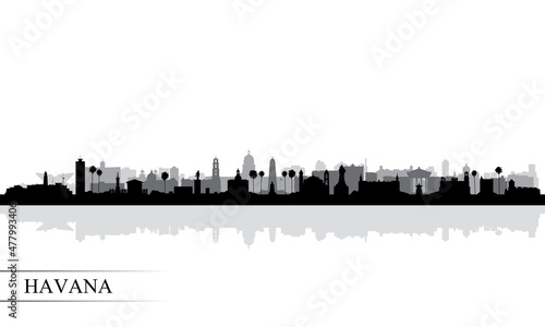 Havana city skyline silhouette background
