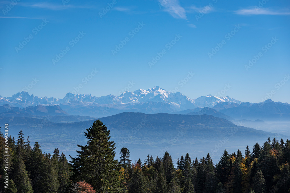 vue sur le Mont-Blanc depuis le Jura