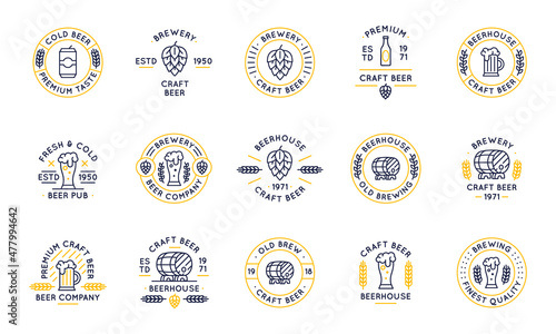 Fotografie, Tablou Collection of craft beer, pub and brewery logos, badges, labels