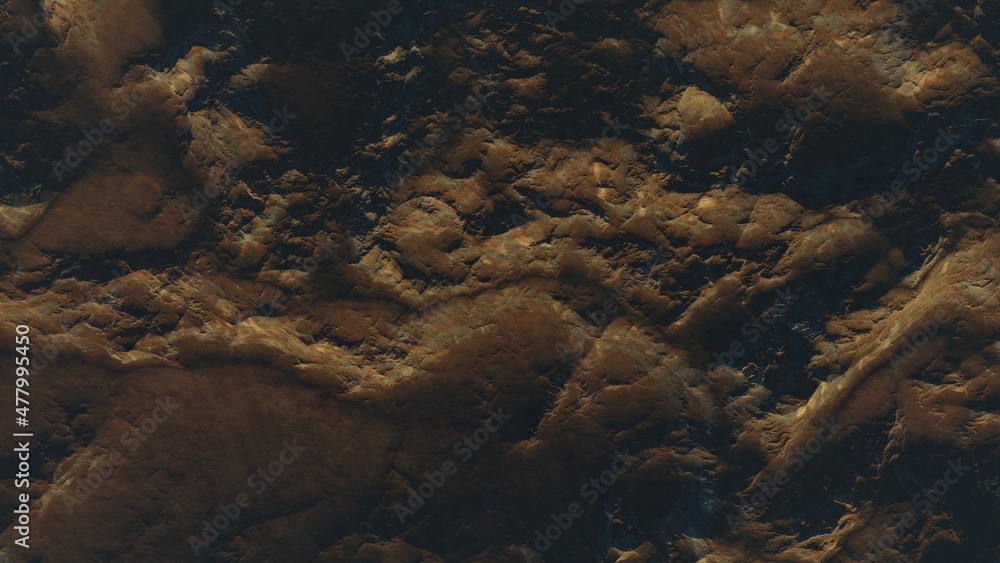 abstract aerial view, abstract cosmic texture, top view of alien planet 3d render