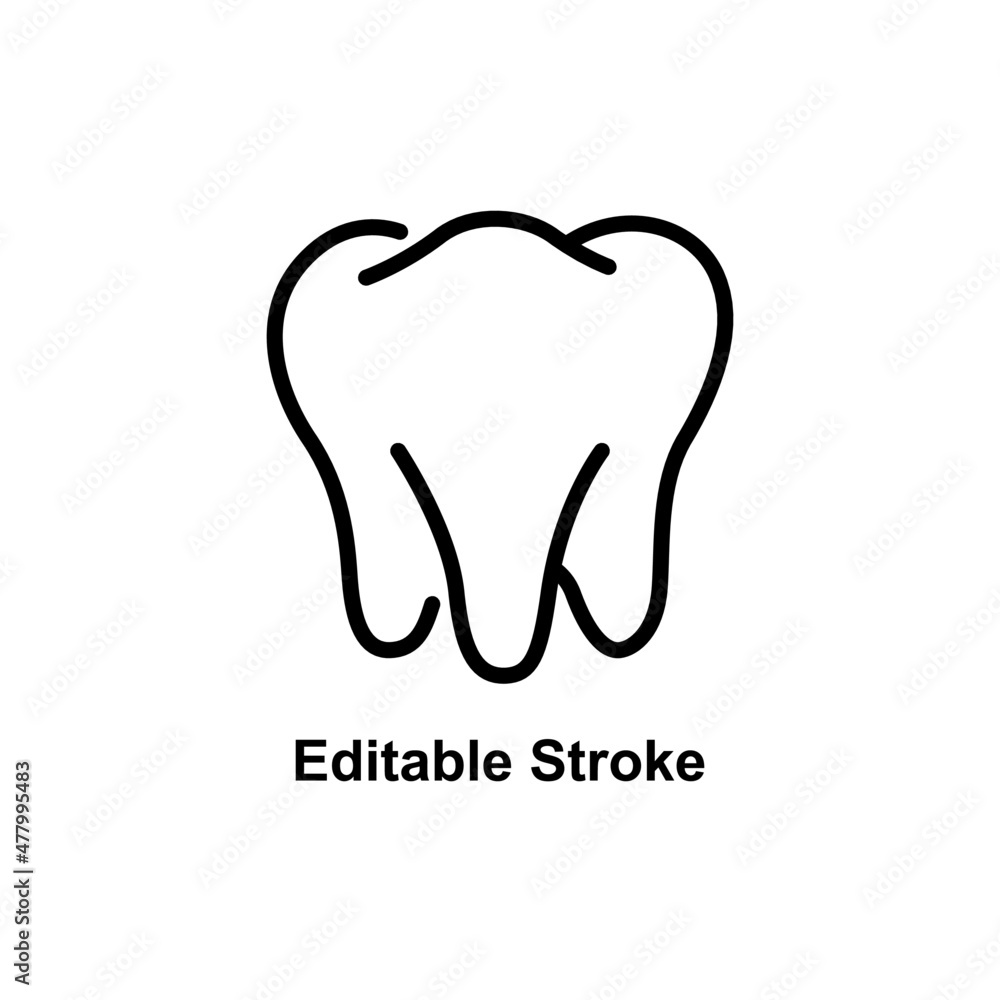 tooth icon designed in outline style in editable stroke for human anatomy icon theme