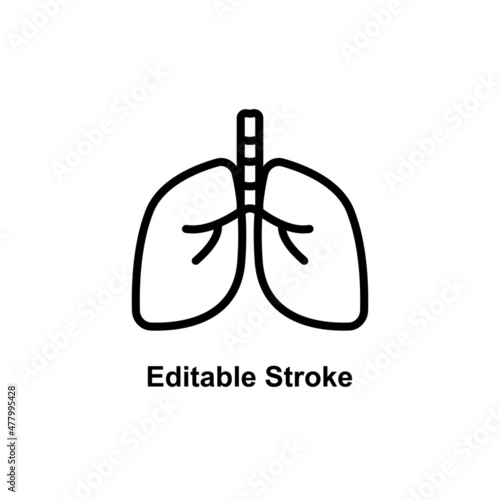 lung icon designed in outline style in editable stroke for human anatomy icon theme