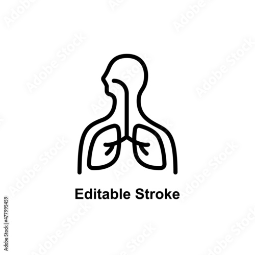 human respiratory system icon designed in outline style in editable stroke for human anatomy icon theme