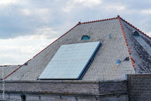 Solar Panels on Historic Roof in Uptown New Orleans, LA, USA photo