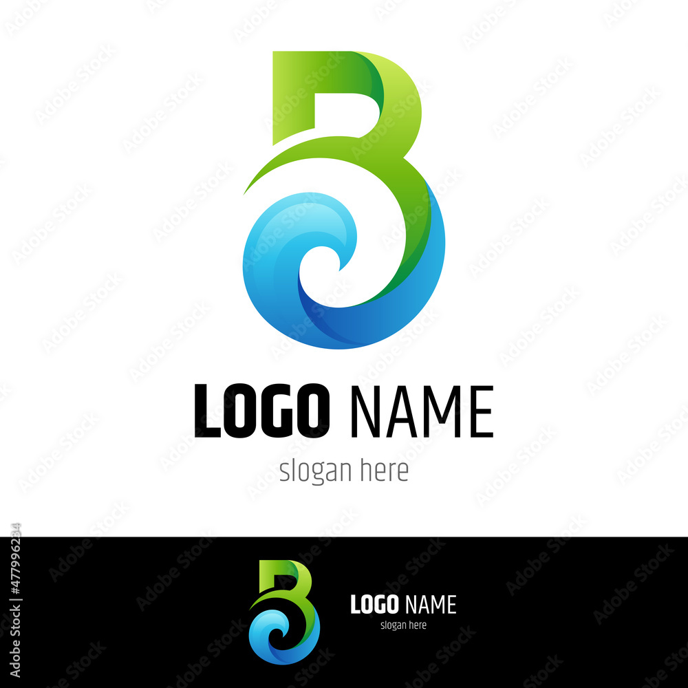 wave letter B logo, creative B logo template with water shape wave letter B logo, creative B logo template with water shape