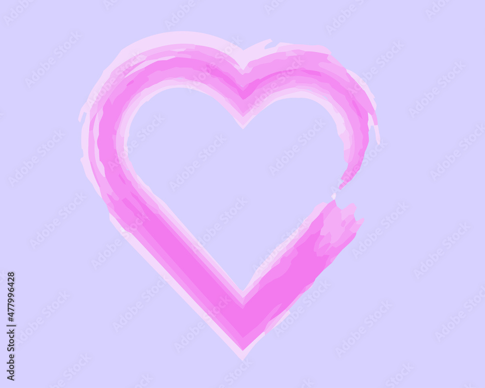 Pink heart in the style of artistic color. A congratulatory heart. Valentine's Day