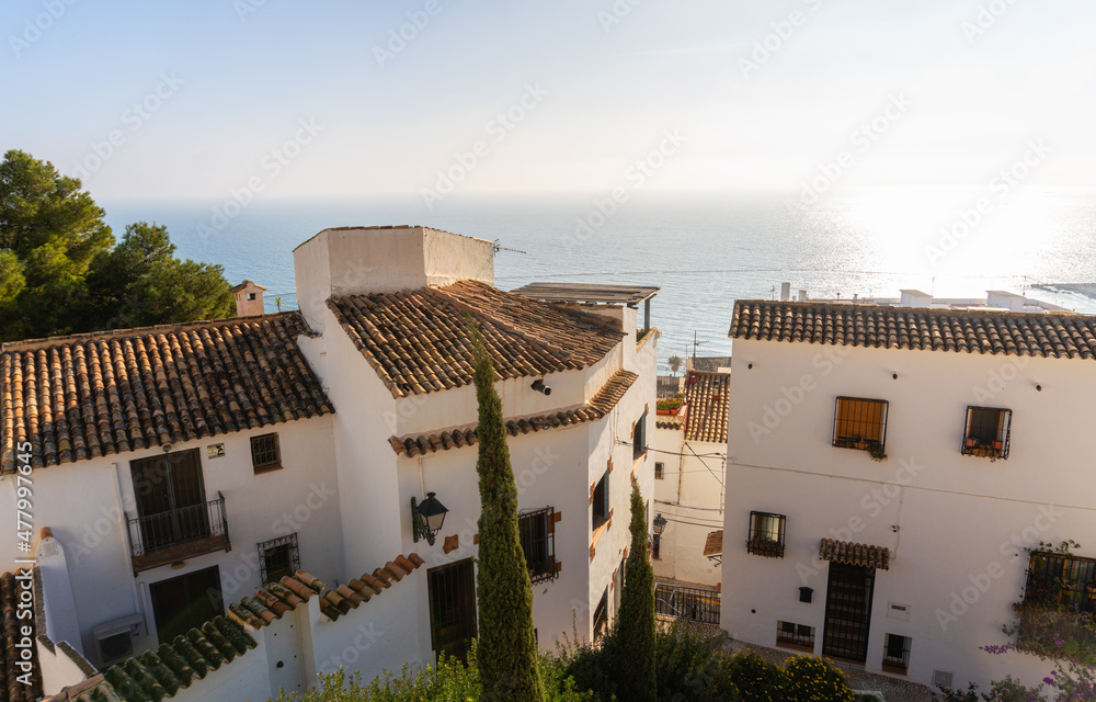 Altea village, with picturesque mediterranean houses and streets, in Alicante Spain.