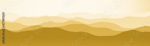 cute orange flat of hills peaks in haze computer graphic background or texture illustration