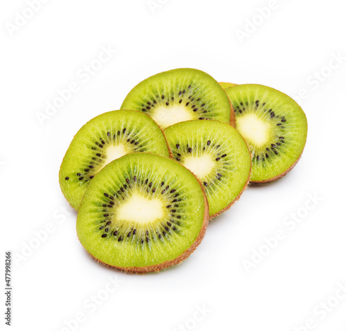 Fresh green kiwi isolated on a white background, tropical fruit