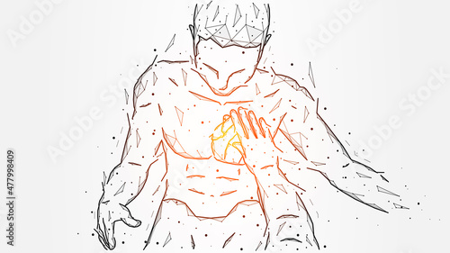 Abstract vector illustration of a man being pushed away with his hand. Push away concept art. A person rejects another person, creative banner, template or background.