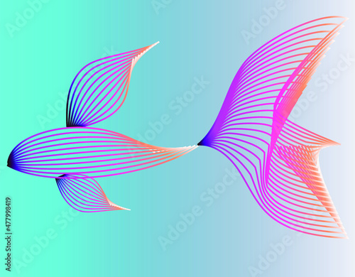 gradient fishnet fish on the sky background. good for wall art, print on clothes, decor