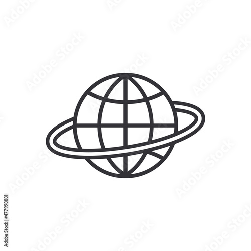 Globe Icon. World symbol. Round globe. Icon world. Globe symbol. Earth sign. Planet Earth. Global network. Navigation map. World map. Logo template. Planet vector. Solar system. Earth with ring. Globe