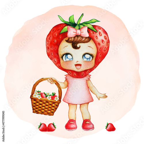 watercolor hand drawn baby doll illustration