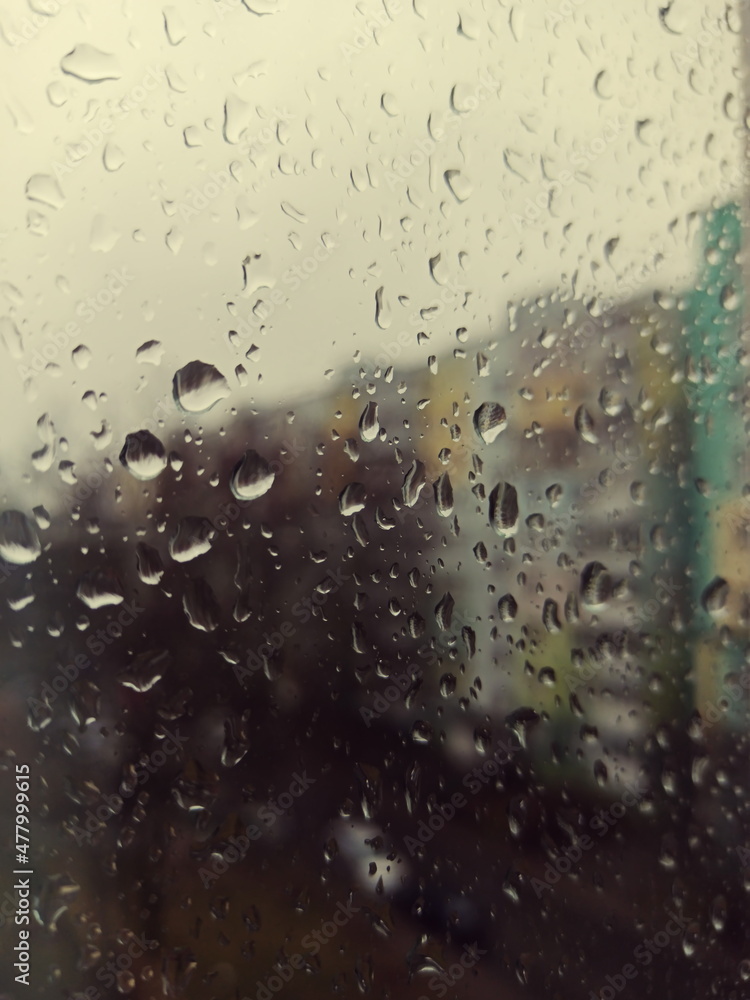 Gray weekday. Raindrops on the window. Gray weekday. Raindrops on the window.