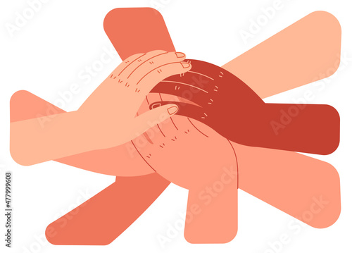 People with stack of hands People putting their hands together