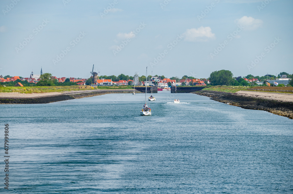 Obraz premium Green nature landscape of Zeeland near Zierikzee, Netherlands,