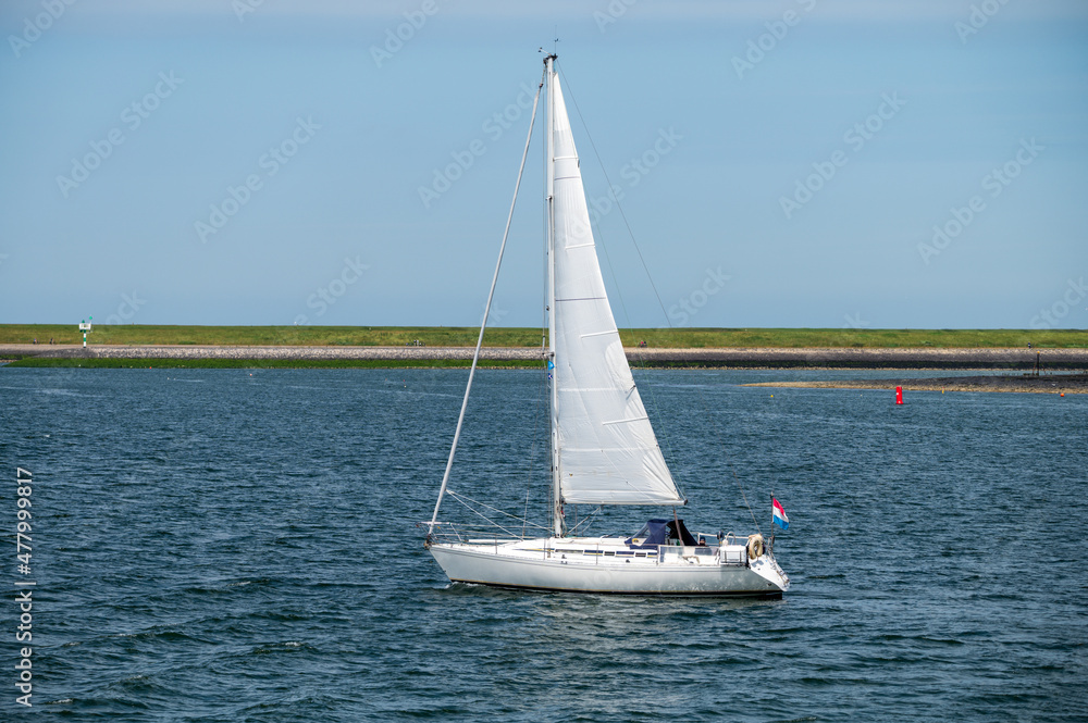 Obraz premium Boat and water of Oesterschelde in Zeeland near Zierikzee, Netherlands,