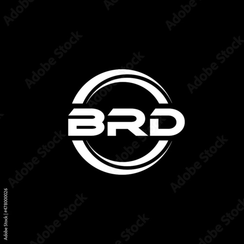 BRD letter logo design with black background in illustrator, vector logo modern alphabet font overlap style. calligraphy designs for logo, Poster, Invitation, etc. 