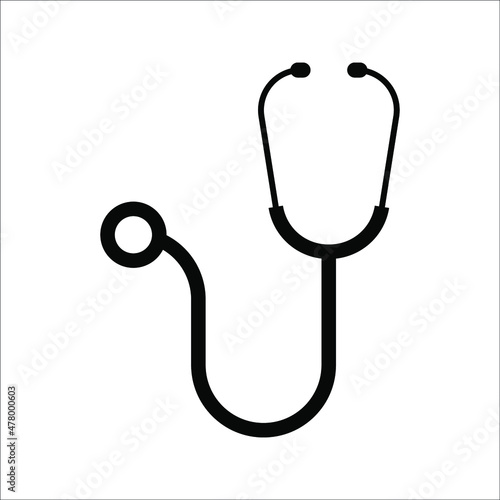 Stethoscope graphic icon. Stethoscope sign on a white background. Medicine symbol. Vector illustration
