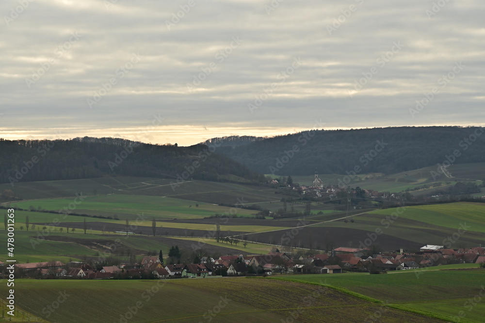 Panorama vom Frankenblick; Friedrichsberg bei Abtswind