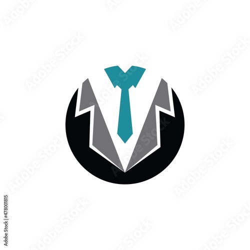 Tuxedo man logo design vector illustration. Tuxedo shirt.
