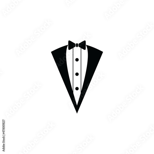 Tuxedo man logo design vector illustration. Tuxedo shirt.