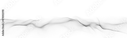 Wave of particles. Digital wave background concept. Abstract technology background. Big data visualization. Vector illustration.
