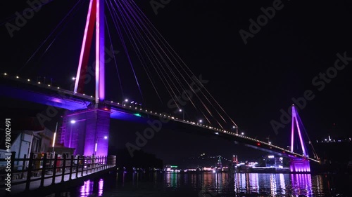Night view of dolsan bridge, Yeosu, South Korea photo