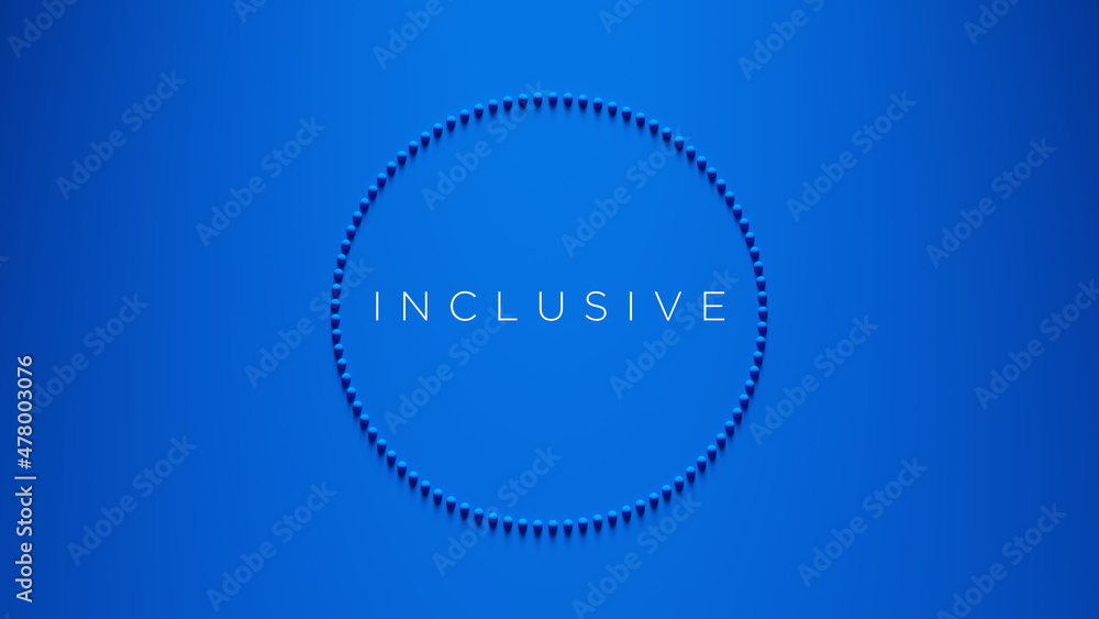 Blue Circle of Spheres Inclusive Text Design Education Symbol Touch Textured 3d illustration Blue Circle of Spheres Inclusive Text Design Education Symbol Touch Textured 3d illustration