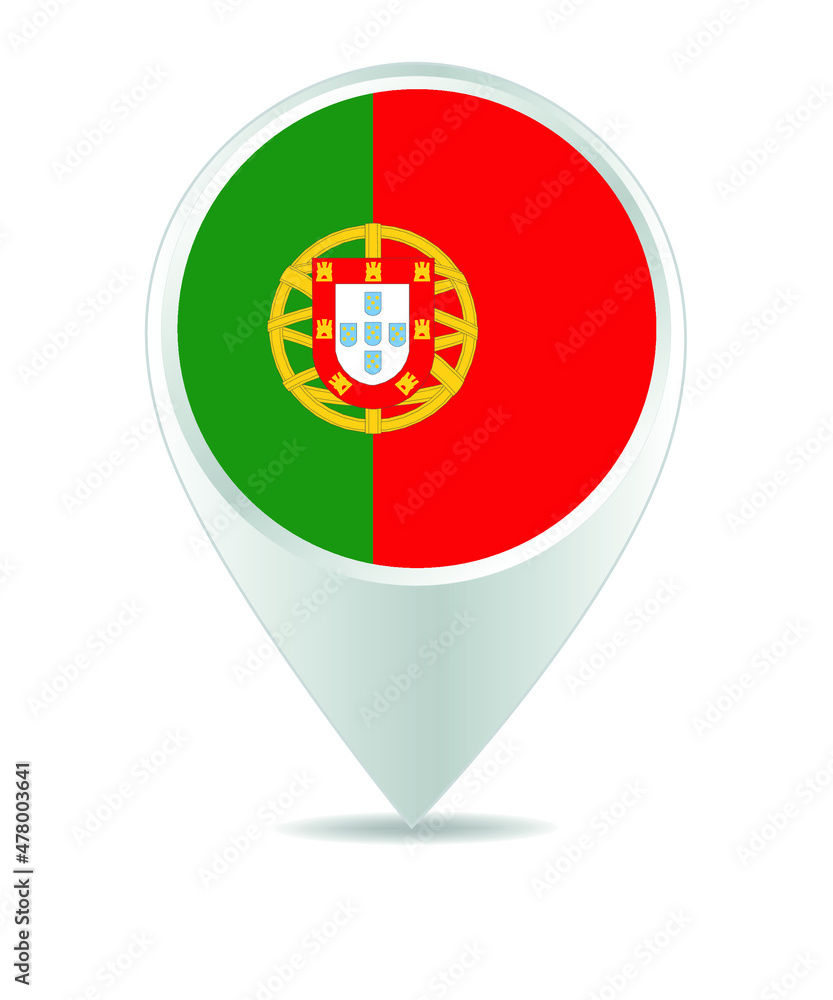 Location Icon for Portugal Flag, Vector Location Icon for Portugal Flag, Vector