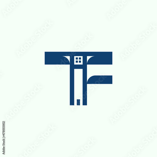 Letter F with Real Estate contraction Logo Concept.