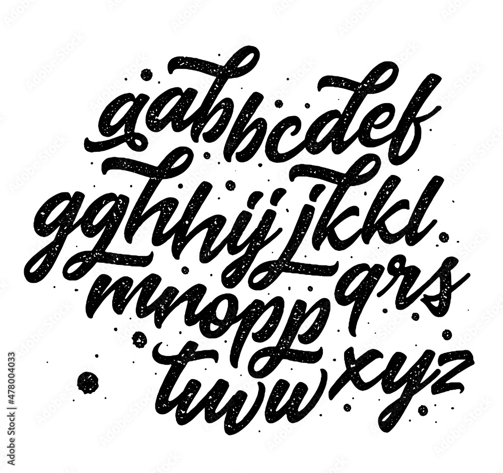 Vector hand drawn alphabet isolated on white background. Brush painted letters. Decorative artistic font. Black letters.
Vector hand drawn alphabet isolated on white background. Brush painted letters. Decorative artistic font. Black letters.