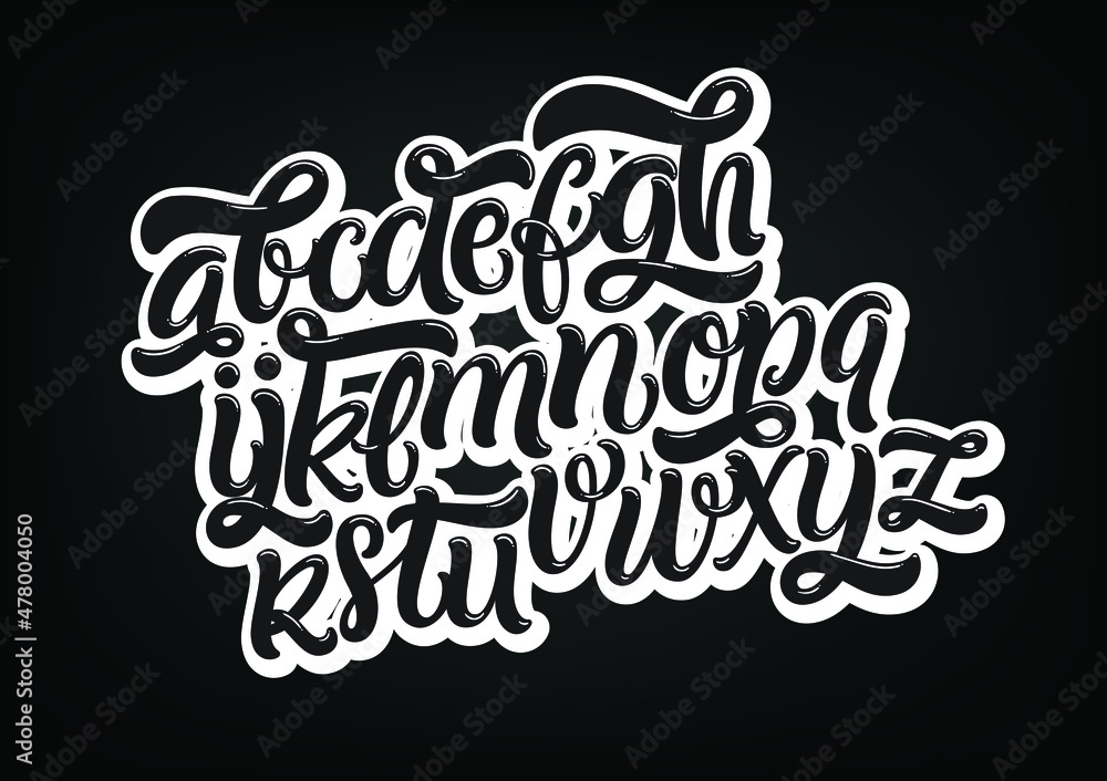 Vector Alphabet. Exclusive Custom Letters. Lettering and Custom Typography for Designs: Logo, for Poster, Invitation, Card, etc. Vector Brush Typography. Handwritten brush style modern cursive font.