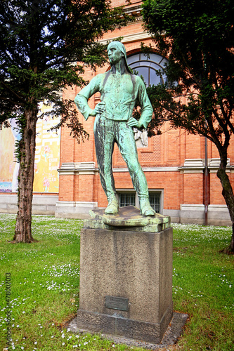 Copenhagen, Denmark -  bronze statue outside the Ny Carlsberg Glyptotek depicting a harbor worker, by the Belgian sculptor Constantin Meunier (1831-1905) photo