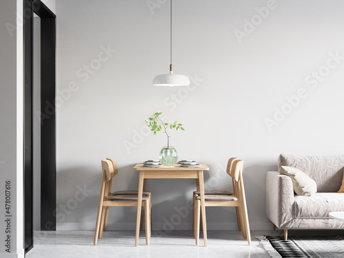 Interior Dining Room Wall Mockup - 3d Rendering, 3d Illustration 