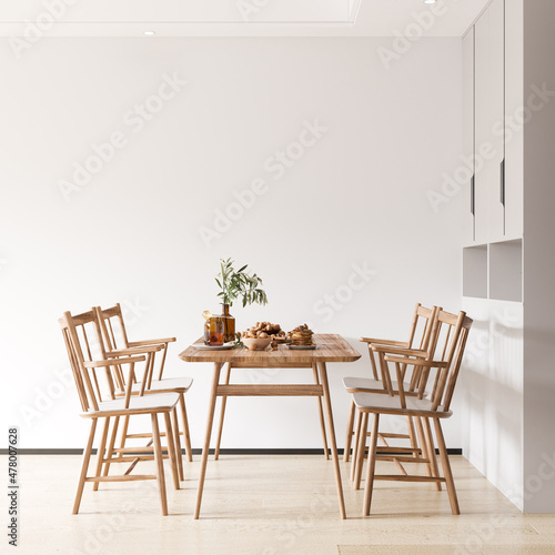 Interior Dining Room Wall Mockup - 3d Rendering  3d Illustration 