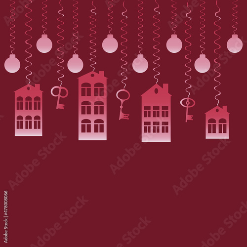 advertising banner or postcard - housewarming, sale or rental of housing on a turnkey basis. Apartments or houses
