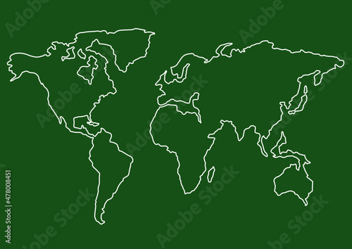 Vector background with the world map in green tones. Green background with place for text.